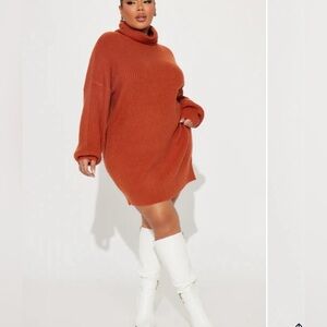 NWT Fashion Nova Women's Orange Sweater Dress